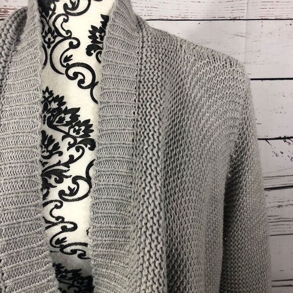 BB Dakota Long Open Front Duster Cardigan Sweater Grey Cotton Wool Blend XS - Picture 5 of 8